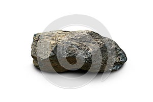 Raw of Basalt volcanic rock isolated on white background. Basalt is an extrusive igneous rock. photo