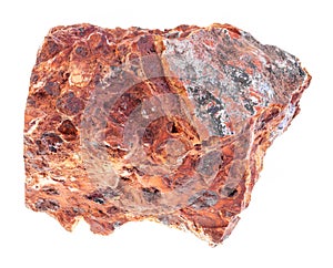 raw bauxite (aluminium ore) stone on white