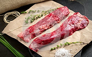 Raw bavet beef tenderloin steak, alternative