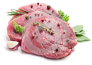 Raw beaf steaks with spices.