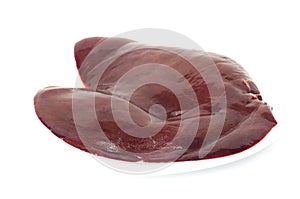 Raw beef liver isolated