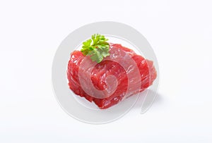 Raw beef meat chunk