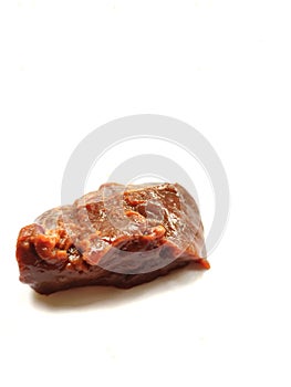 Raw beef meat isolated on white background. Uncooked fresh beef meat.
