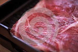 Raw beef meat slices