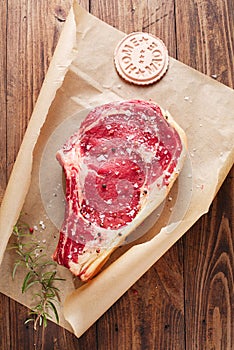 Raw beef Rib bone steak