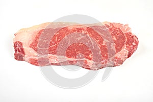 Raw beef sirloin steak isolated on white background