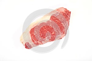 Raw beef sirloin steak isolated on white background