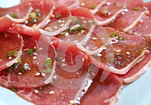 Raw beef slice