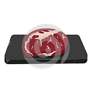 Raw beef steak on stone tray. Fresh red meat. Pork meat