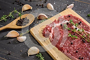 Raw beef striploin steak
