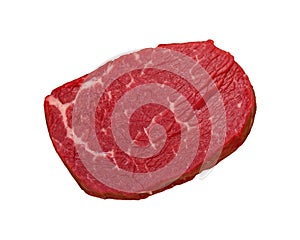 Raw beef tenderloin steak on white