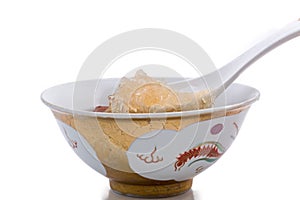 Raw Bird nest soup with Chinese bowl