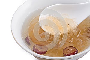 Raw Bird nest soup with Chinese bowl