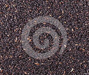 The raw black rice as background