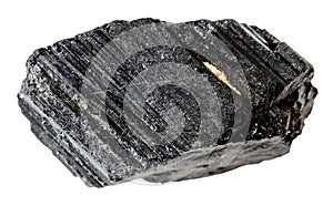 raw black tourmaline (schorl) mineral isolated