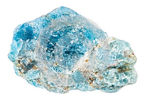 raw blue apatite rock isolated on white