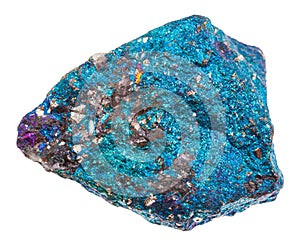 Raw blue Chalcopyrite stone isolated