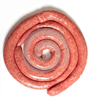 Raw boerewors sausage coil