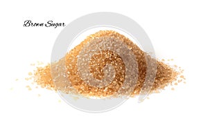 Raw Brown Cane Sugar Isolated on White Background