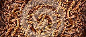 Raw Brown Pasta, Wholegrain Fusilli, Dry Whole Grain Noodle, Raw Spelt Macaroni, Healthy Italy Food