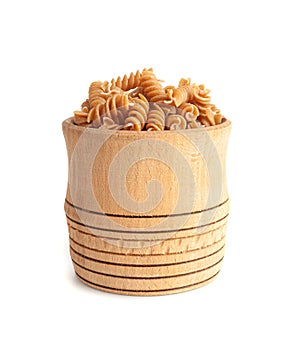 Raw Brown Pasta, Wholegrain Fusilli, Dry Whole Grain Noodle, Raw Spelt Macaroni, Healthy Italy Food