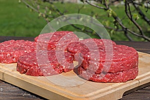 Raw burger meat