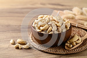 Raw cashew nuts in bowl, Food ingredient