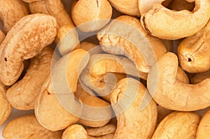 Raw cashew nuts closeup