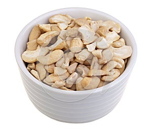 Raw cashew pieces LP,SP on white background