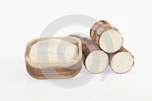 Raw cassava starch - Manihot esculenta. on white background