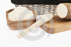 Raw cassava starch - Manihot esculenta. on white background