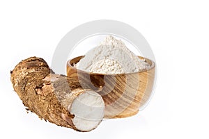 Raw cassava starch - Manihot esculenta. White background