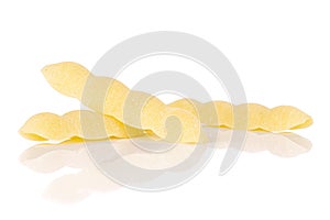 Raw cavatelli pasta isolated on white photo