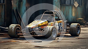 Raw Character: Hyper-realistic Urban Race Car With Rustic Charm