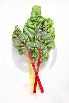 Raw chard on light background