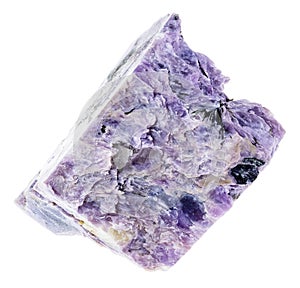 raw charoite (charoitite) stone on white