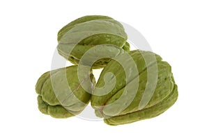 Raw chayotes isolated