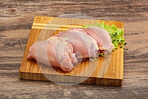 Raw chicken boneless and skinless leg