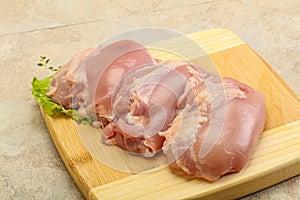 Raw chicken boneless and skinless leg