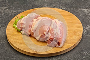 Raw chicken boneless and skinless leg