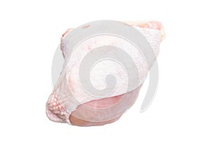 Raw chicken breast with  chicken skin isolated white background