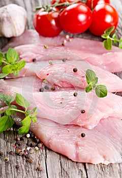 Raw chicken breast fillets