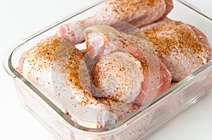 Raw chicken drumsticks