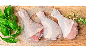 Raw Chicken Drumsticks Isolated, Uncooked Poultry Legs, Fresh Hen Meat, Fresh Chicken Drumstick