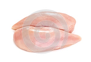 Raw chicken fillet breast isolated on white background.