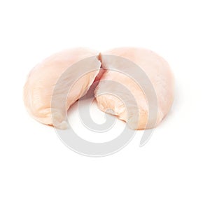 Raw chicken fillet isolated over white background