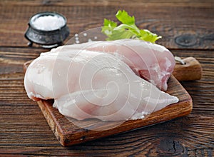 Raw chicken fillets