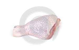 Raw chicken leg isolated on white background - fresh uncooked chicken meat for cooking food