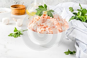 Raw chicken minced meat