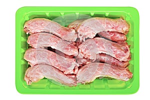 Raw chicken necks in a package